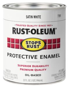 rust-oleum 7791502 protective enamel paint stops rust, 32-ounce, white satin finish