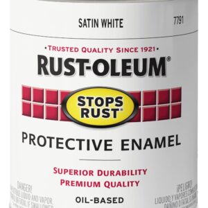 Rust-Oleum 7791502 Protective Enamel Paint Stops Rust, 32-Ounce, White Satin Finish