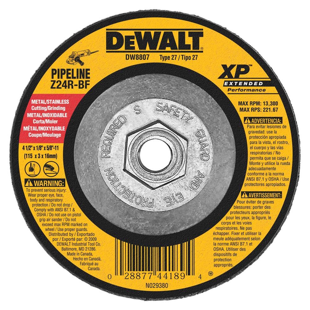 Dewalt 4-1/2 In. X 1/8 In. X 5/8 In. To 11 Xp Grinding Wheel