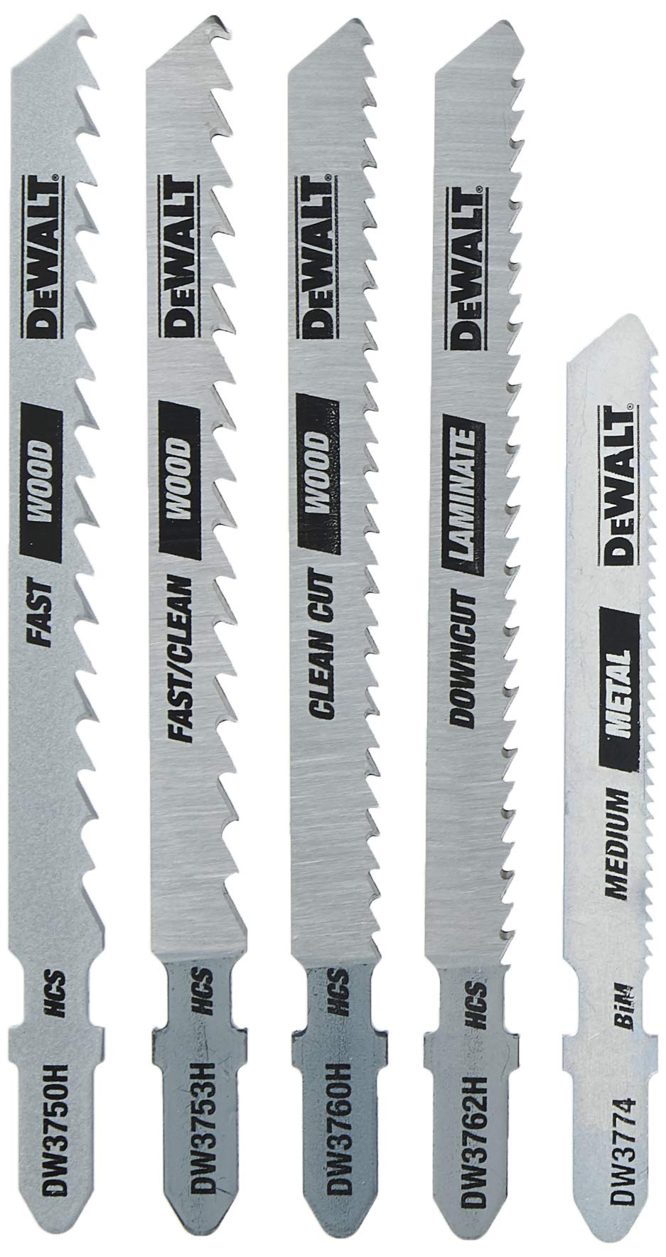 DEWALT Jigsaw Blades Set, T-Shank, 5-Piece (DW3795H)