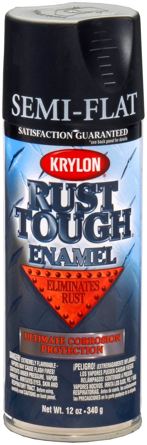 Krylon K09203007 'Rust Tough' Semi-Flat Black Rust Preventive Enamel - 12 oz. Aerosol