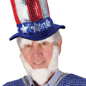 Beistle Glitz N’ Gleam Uncle Sam Top Hat, OSFM – Independence and Memorial Day Party Accessory, Patriotic Stars & Stripes Novelty Photo Booth Prop, Fourth of July Festive Headwear