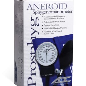 ADC 760-11ABK Prosphyg Model 760 Pocket Aneroid Sphygmomanometer with Adcuff Nylon Blood Pressure Cuff, Adult, Black