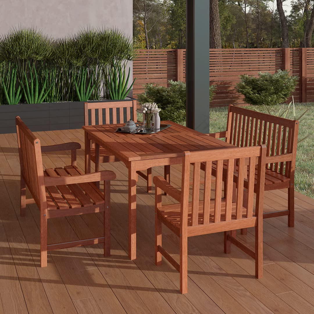 Amazonia Milano 1-Piece Patio Armchair | Eucalyptus Wood | Ideal for Outdoors and Indoors, 23Lx20Wx35H, brown