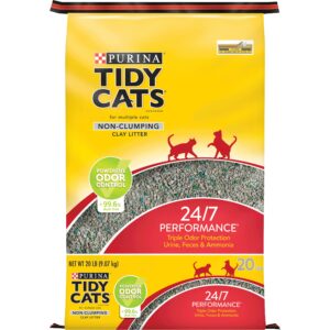 tidy cats purina non clumping cat litter, 24/7 performance multi cat litter - 20 lb. bag