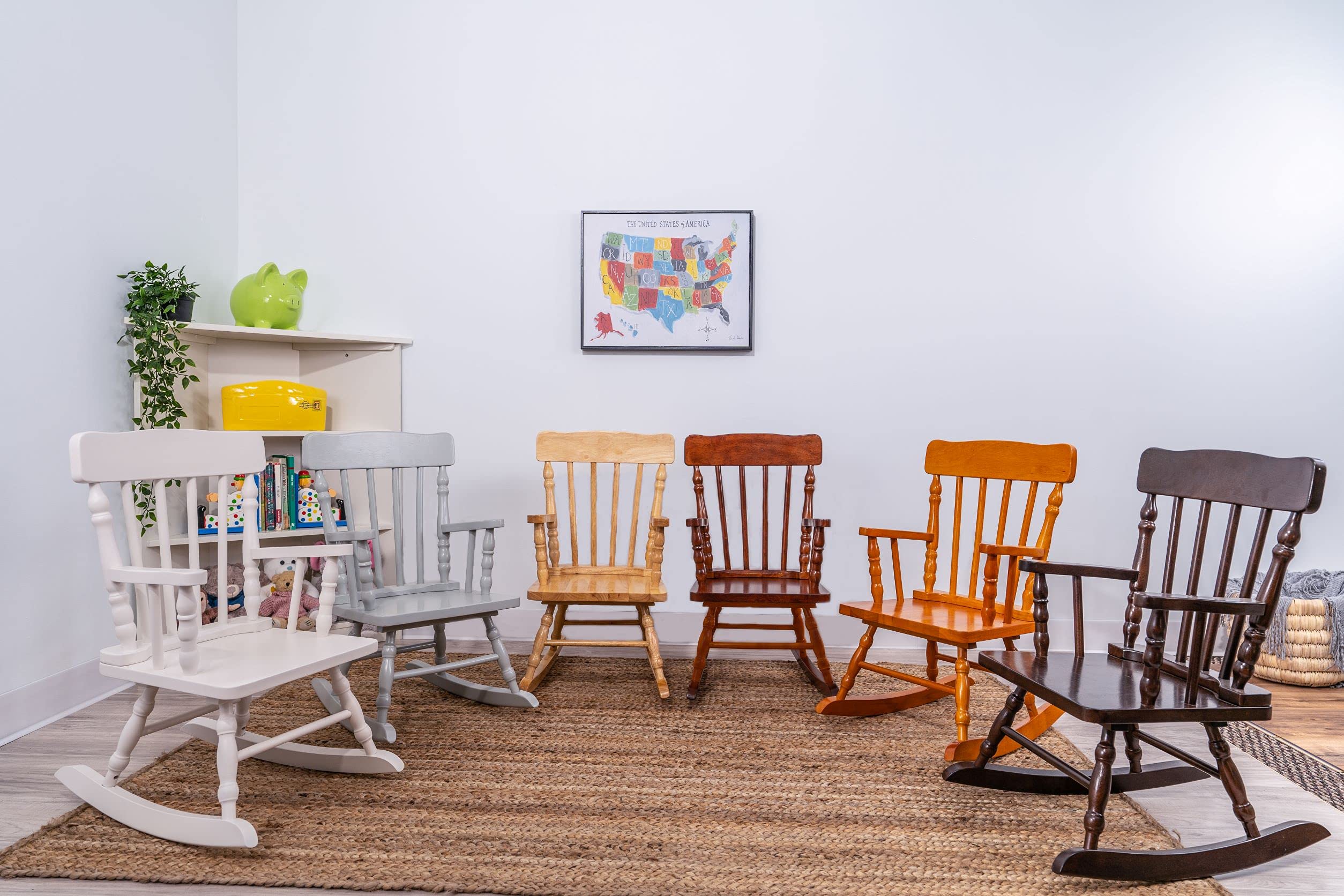 Gift Mark Childs Rocking Chairs - Classic Hand-Made Wooden Rockers for Boys and Girls - Vintage Style Colonial Kid's Seats - Childrens Furniture Rocker (Cherry)