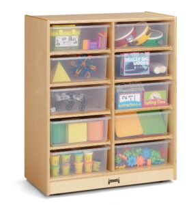 jonti-craft 29150jc 10 tub mobile storage with clear tubs - kids classroom storage shelves