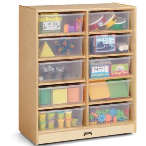 Jonti-Craft 29150JC 10 Tub Mobile Storage with Clear Tubs - Kids Classroom Storage Shelves