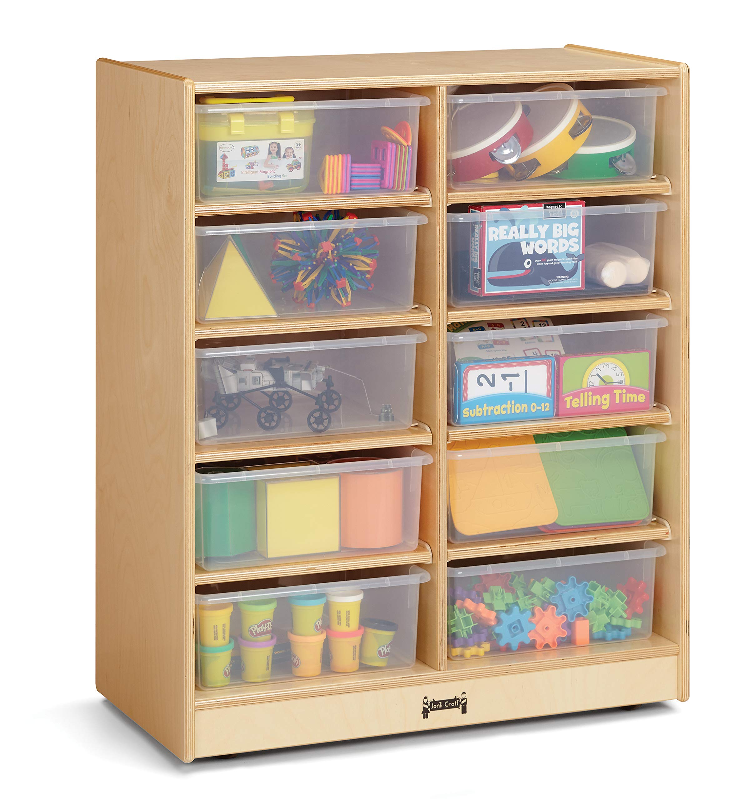 Jonti-Craft 29150JC 10 Tub Mobile Storage with Clear Tubs - Kids Classroom Storage Shelves