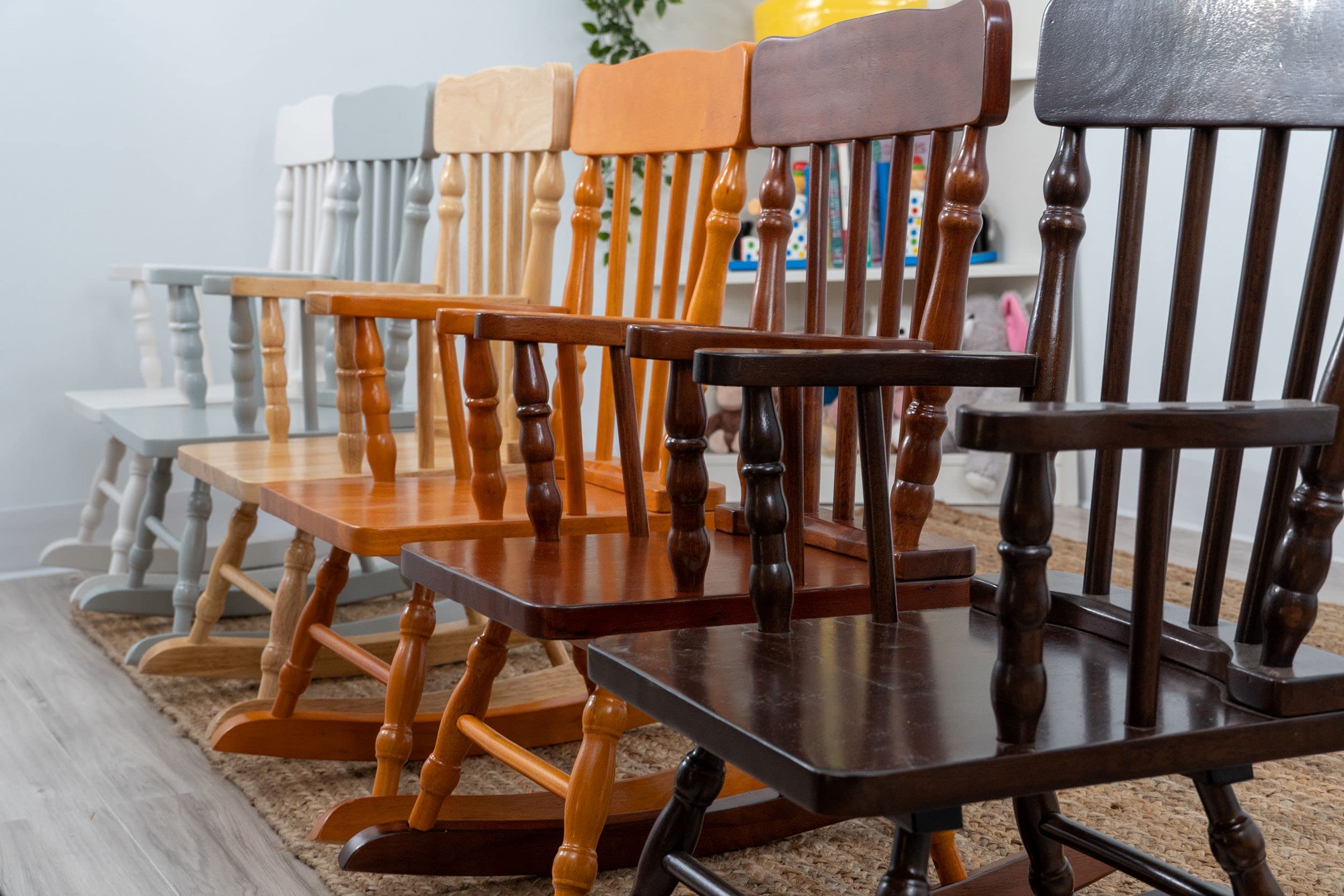 Gift Mark Childs Rocking Chairs - Classic Hand-Made Wooden Rockers for Boys and Girls - Vintage Style Colonial Kid's Seats - Childrens Furniture Rocker (Cherry)