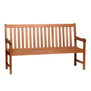 amazonia milano 5-feet patio bench | eucalyptus wood | ideal for outdoors and indoors, light brown