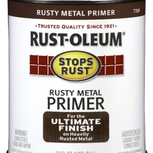 Rust-Oleum 7769502 Protective Enamel Paint Stops Rust, 1 Quarts (Pack of 1), Flat Rusty Metal Primer