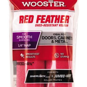 Wooster RR311-4 1/2 Jumbo-Koter Red Feather Shed Resistant Paint Roller Cover, 1/4 in Nap, 4-1/2 in L, 3/4 in, 4.5 Inch