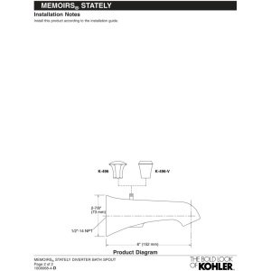 KOHLER K-496-CP Memoirs Wall-Mount Diverter Bath Spout, Polished Chrome