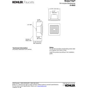 KOHLER WATERTILE® 54 NOZZLE BODY SPRAY