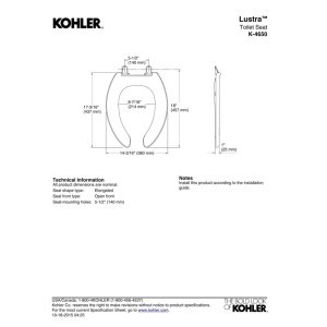 Kohler K-4650-7 Lustra Open-Front Elongated Toilet Seat Black Black