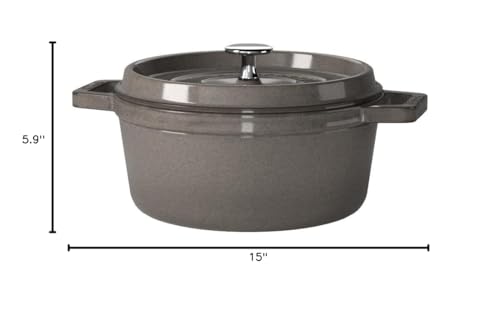 STAUB Cast Iron Roaster/Cocotte, Round, 26 cm, 5 L, Graphite Grey