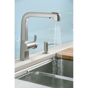 KOHLER K-6331-VS Evoke Single Control Pullout Kitchen Faucet, Vibrant Stainless