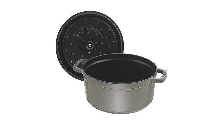 STAUB Cast Iron Roaster/Cocotte, Round, 26 cm, 5 L, Graphite Grey