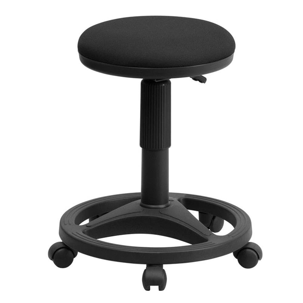 Flash Furniture Frakes Black Ergonomic Stool with Foot Ring