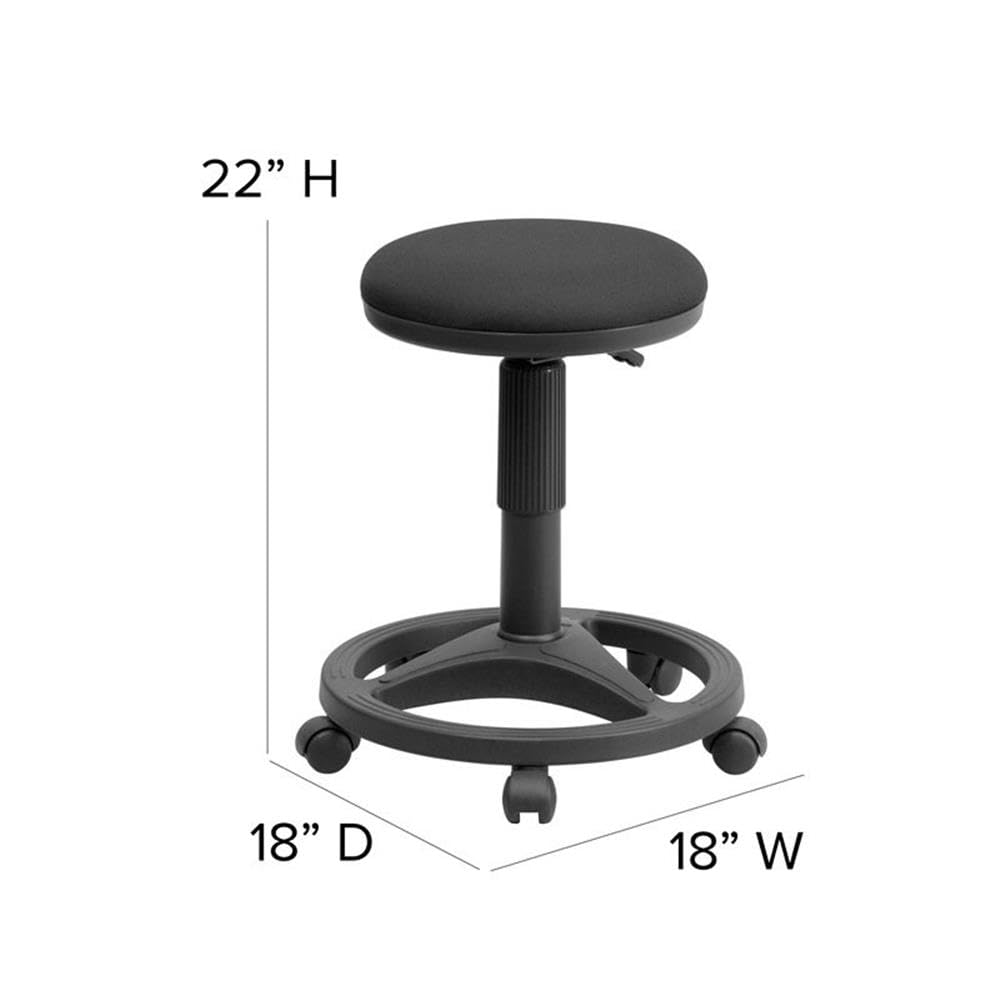 Flash Furniture Frakes Black Ergonomic Stool with Foot Ring