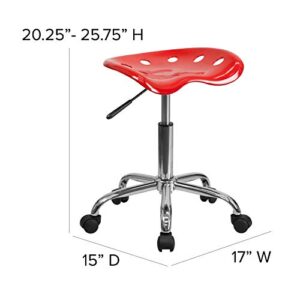 Flash Furniture Taylor Vibrant Red Tractor Seat and Chrome Stool