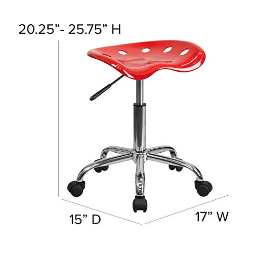 Flash Furniture Taylor Vibrant Red Tractor Seat and Chrome Stool