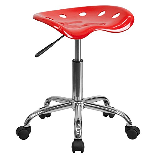 Flash Furniture Taylor Vibrant Red Tractor Seat and Chrome Stool