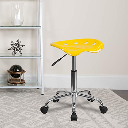 Flash Furniture Taylor Vibrant Yellow Tractor Seat and Chrome Stool