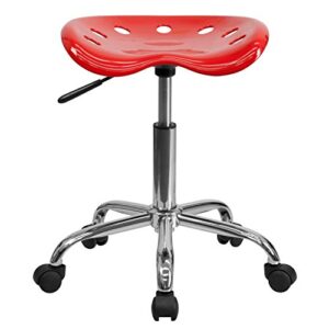 Flash Furniture Taylor Vibrant Red Tractor Seat and Chrome Stool