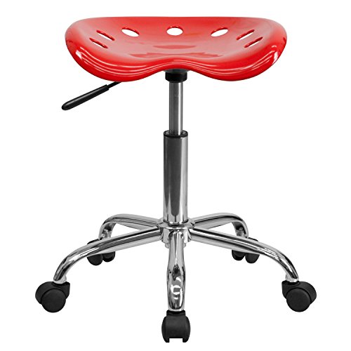 Flash Furniture Taylor Vibrant Red Tractor Seat and Chrome Stool