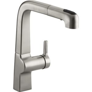 kohler k-6331-vs evoke single control pullout kitchen faucet, vibrant stainless