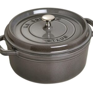 STAUB Cast Iron Roaster/Cocotte, Round, 26 cm, 5 L, Graphite Grey