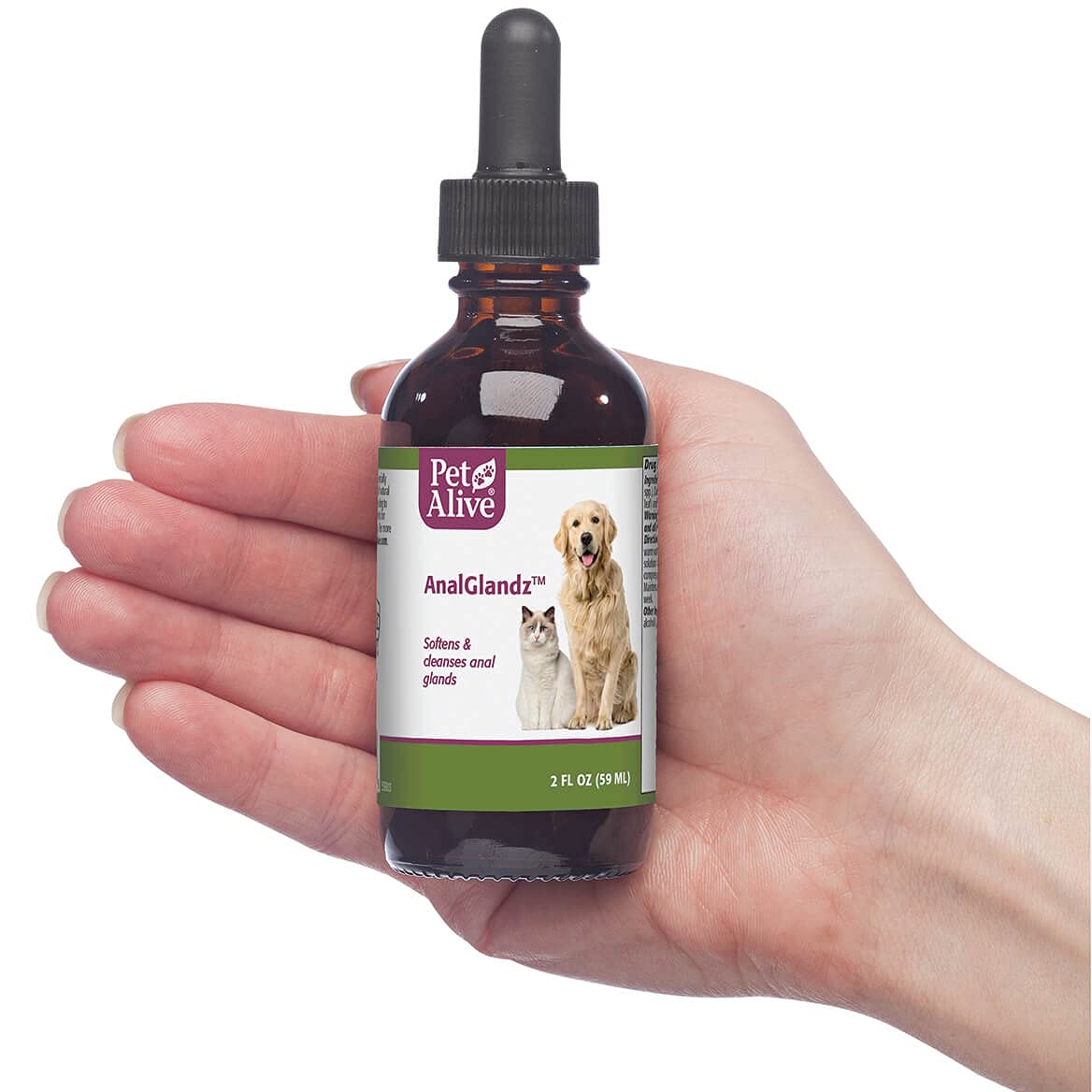 PetAlive AnalGlandz - Natural Herbal Cleansing Solution for The Anal Glands of Dogs and Cats - 59 mL