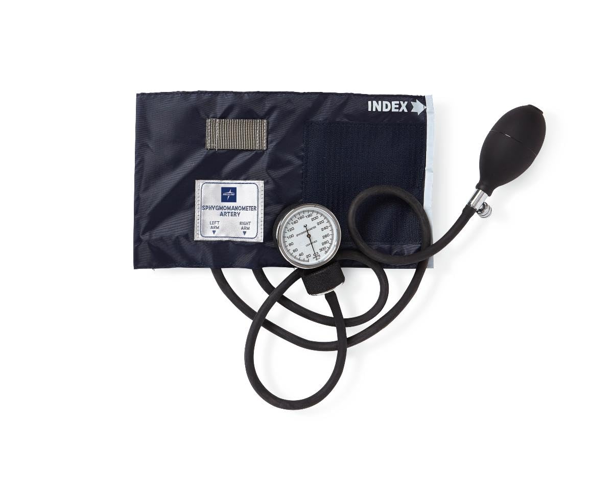 Medline PVC Handheld Aneroid Sphygmomanometer, Accurate Readings, Navy, Adult Blood Pressure Cuff