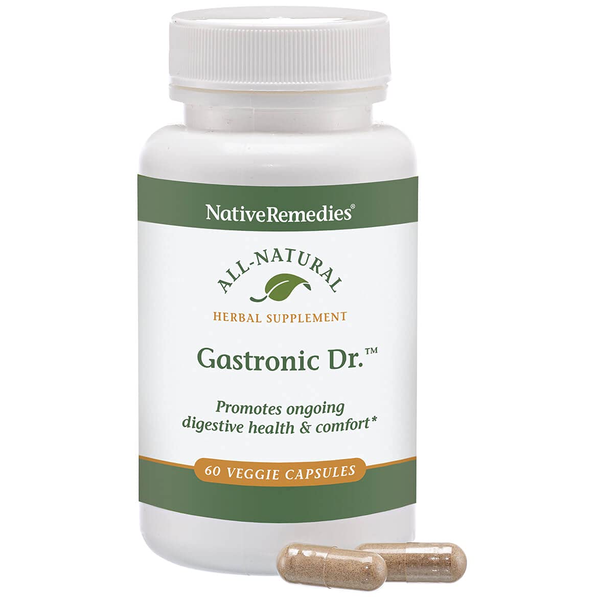 Native Remedies Gastronic Dr. - All Natural Herbal Supplement for Healthy Digestion and Comfort After Meals - Promotes a Healthy Stomach Lining and Balanced Stomach Acid Levels - 60 Veggie Caps