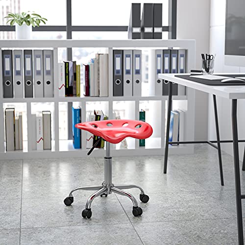 Flash Furniture Taylor Vibrant Red Tractor Seat and Chrome Stool