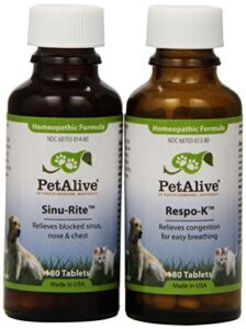 petalive respiratory combopack for pets - all natural homeopathic remedies relieve symptoms of blocked sinuses, colds, and respiratory irritation in cats and dogs