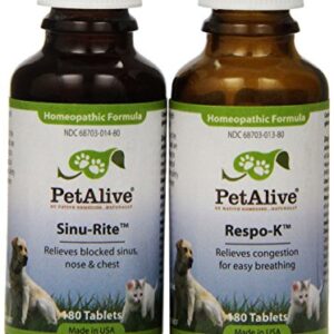 PetAlive Respiratory ComboPack for Pets - All Natural Homeopathic Remedies Relieve Symptoms of Blocked Sinuses, Colds, and Respiratory Irritation in Cats and Dogs