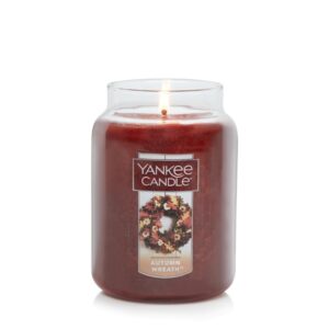 Yankee Candle Autumn Wreath Scented, Classic 22oz Large Jar Single Wick Aromatherapy Candle, Over 110 Hours of Burn Time, Fall Fragrance, Perfect for gifting