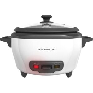 BLACK+DECKER RC3406 3-Cup Uncooked/6-Cup Cooked Rice Cooker, White