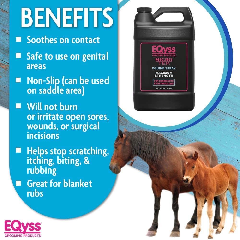 EQyss Micro-Tek Equine Itch Relief Spray - Soothes Irritated Skin, Stops Itching, Scratching, Rubbing - for All Horses, Ponies, Mares, Foals (128 oz)