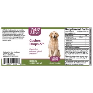 PetAlive Cushex Drops-S, Adrenal Gland Balance Herbal Pet Supplement, 2fl oz., 59ML