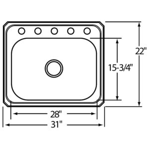 Elkay CR31224 Sink, 4 Hole, Satin