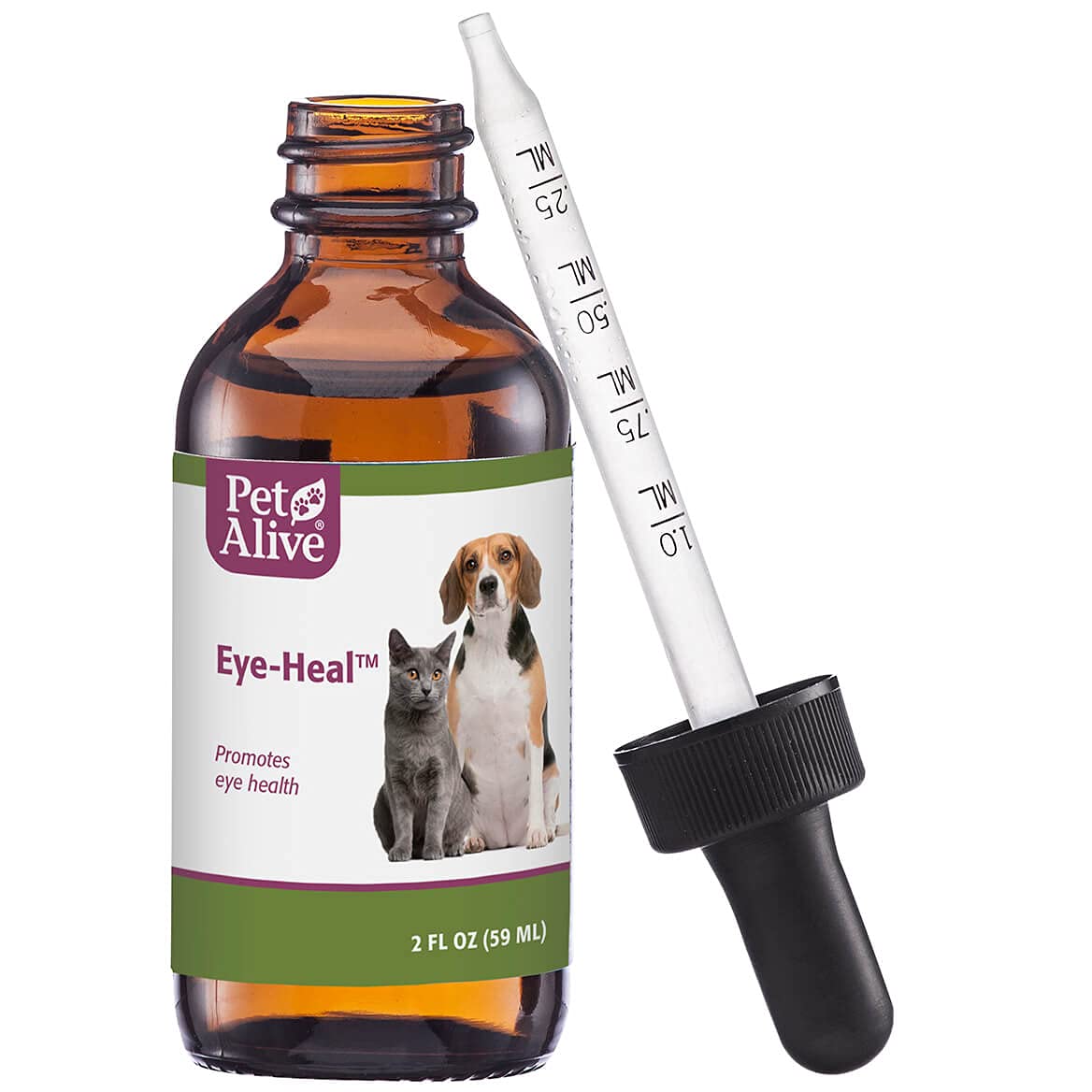 PetAlive Eye-Heal - Natural Herbal Formula Promotes Eye Health in Cats and Dogs - Soothes and Cleanses The Eyes - Supports Removal of Debris - Applies Easily with Cotton Swab - 59 mL