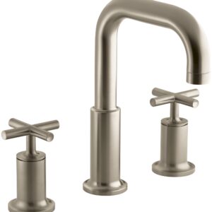 KOHLER K-T14428-3-BV Purist Deck-Mount High-Flow Bath Faucet Trim with Cross Handles, Valve Not Included, Vibrant Brushed Bronze