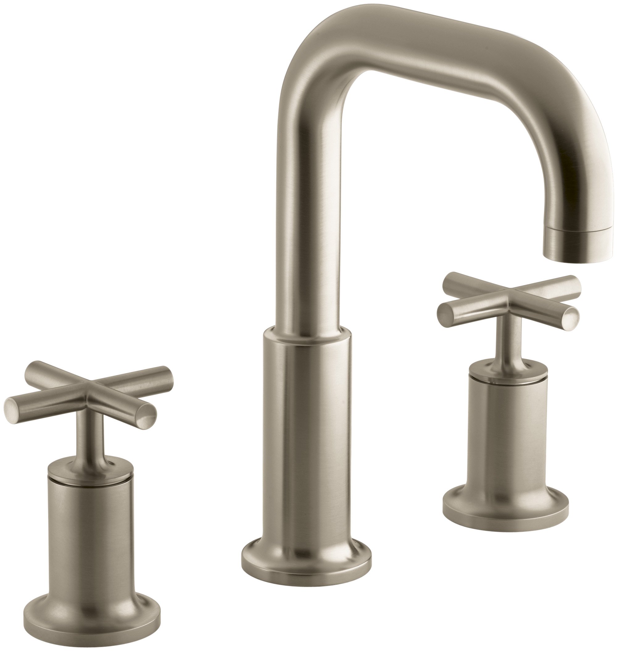 KOHLER K-T14428-3-BV Purist Deck-Mount High-Flow Bath Faucet Trim with Cross Handles, Valve Not Included, Vibrant Brushed Bronze