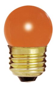 satco s3610 7.5 watt s11 incandescent 120 volt medium base light bulb, ceramic orange