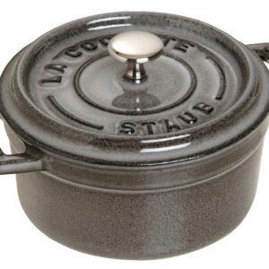 staub La Cocotte Round 40500-106 Mini Pico Cocotte Round Gray 40500-106 Small Two-Handed Cast Enameled Pot