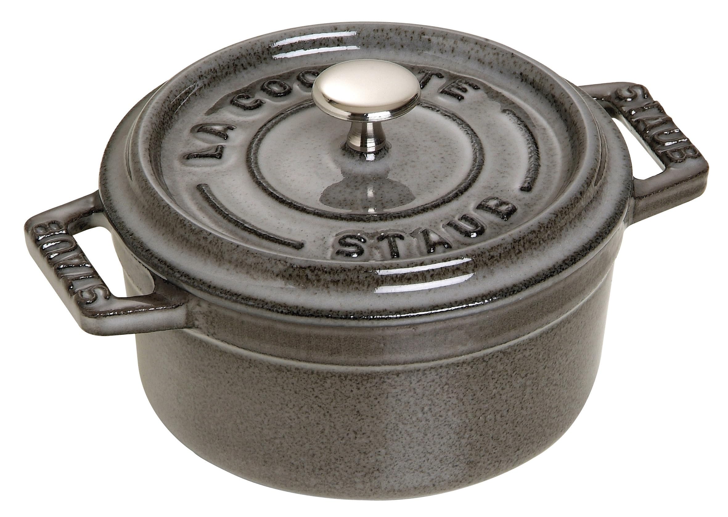 staub La Cocotte Round 40500-106 Mini Pico Cocotte Round Gray 40500-106 Small Two-Handed Cast Enameled Pot